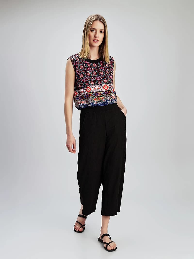 Pantalon gaucho décontracté à enfiler