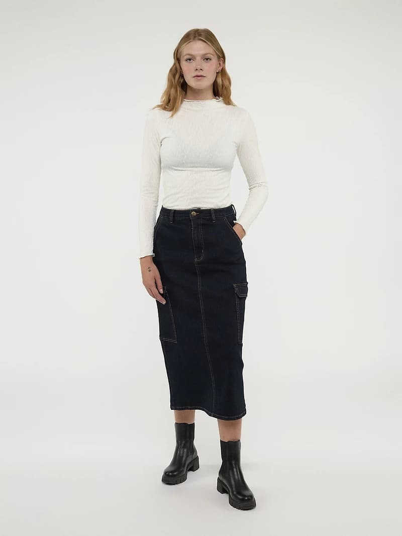 Jupe longue droite en denim