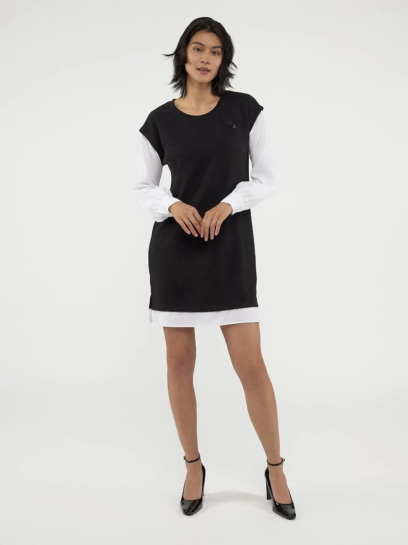 Two-tone crew neck dress