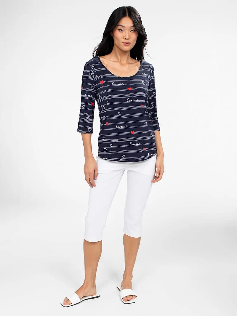 3/4-sleeve semi-fitted t-shirt
