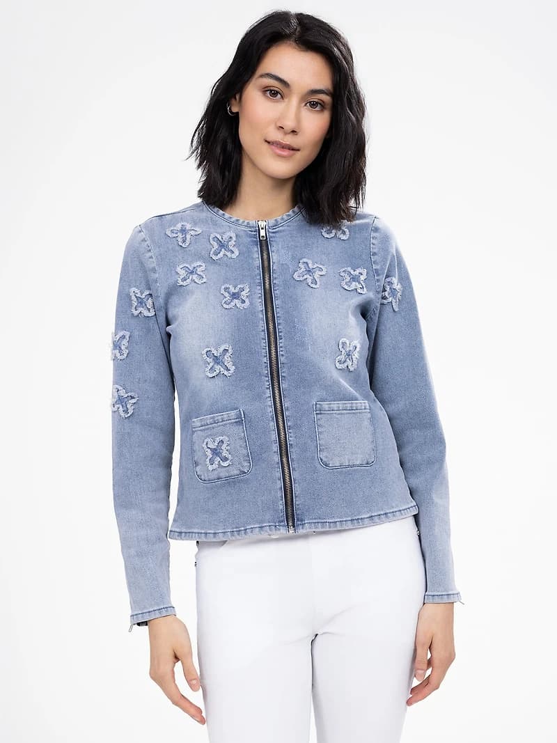 Long-sleeve semi-fitted denim jacket