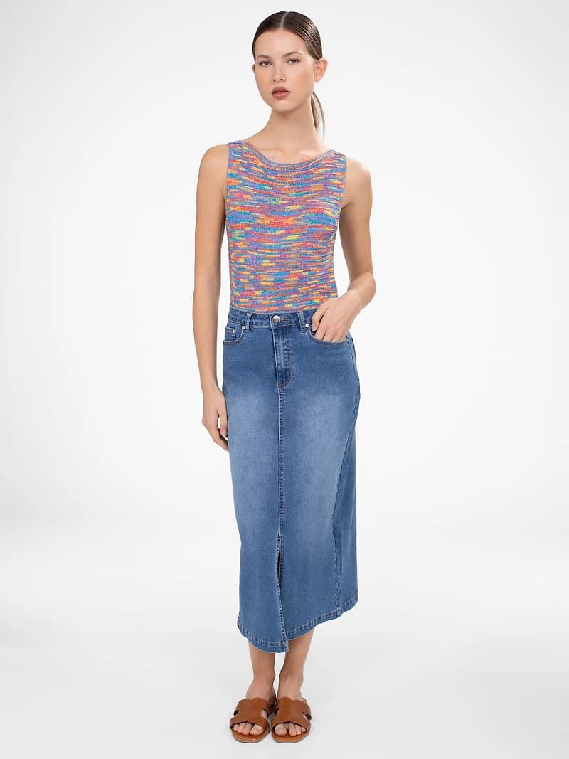 Jupe longue droite en denim