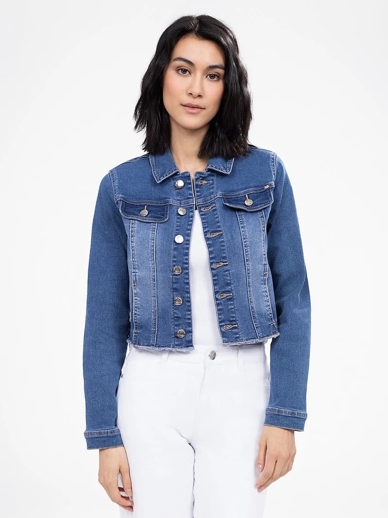 Long-sleeve semi-fitted denim jacket