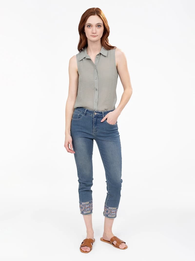 Capri skinny ajusté en denim