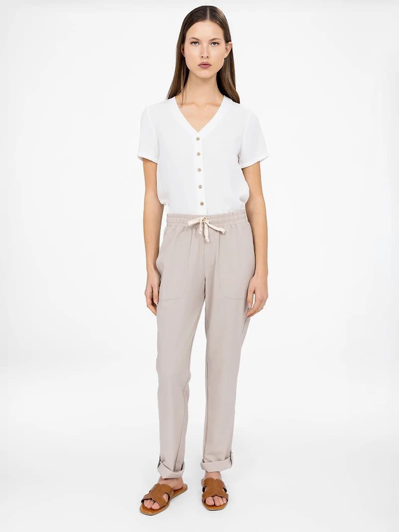 Pantalon droit décontracté à enfiler