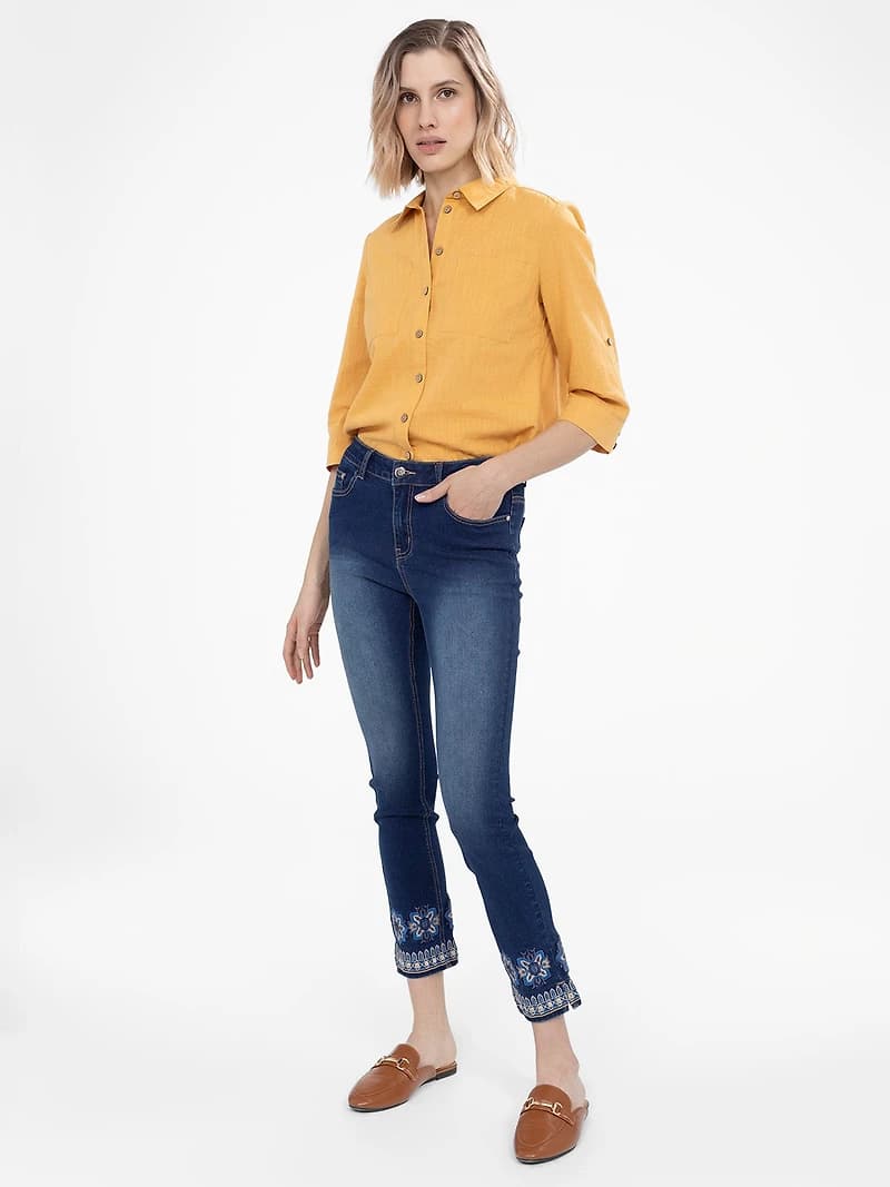 Capri skinny ajusté en denim