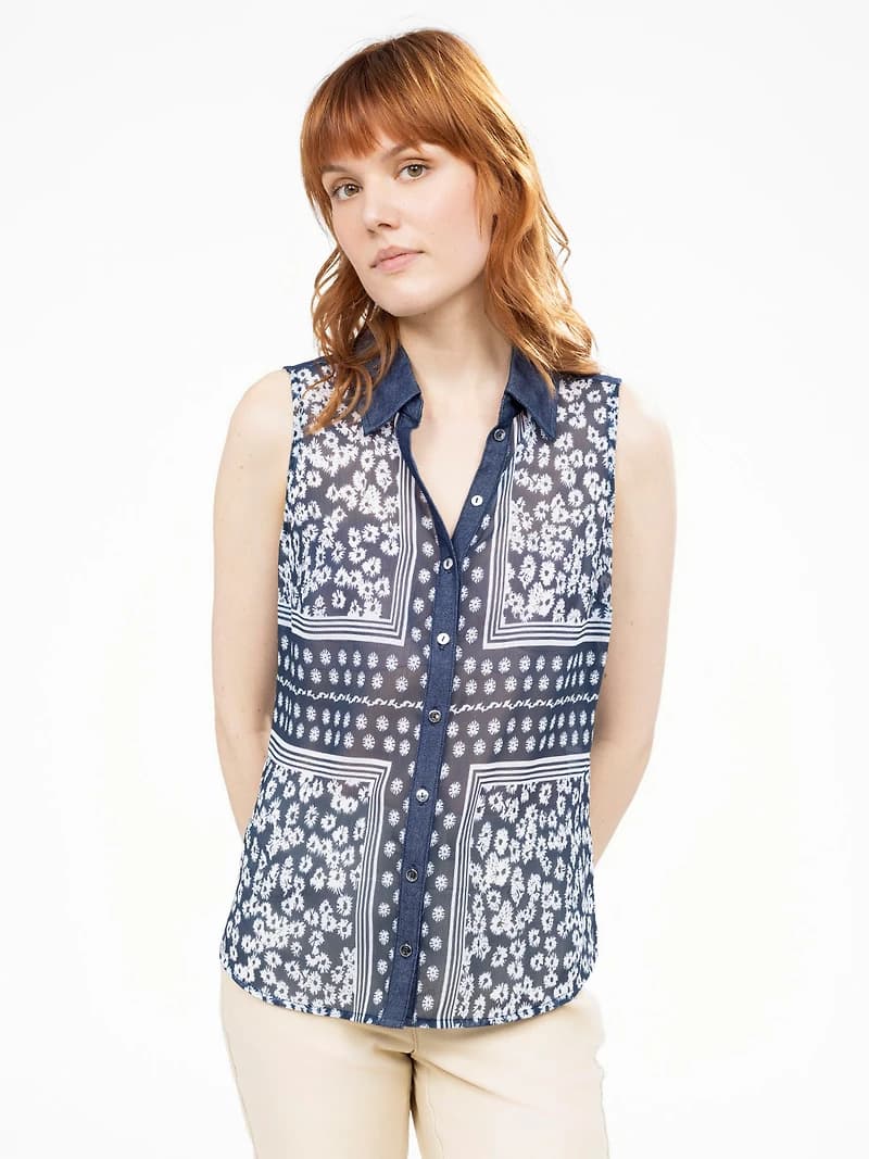 Blouse sans manches avec boutons
