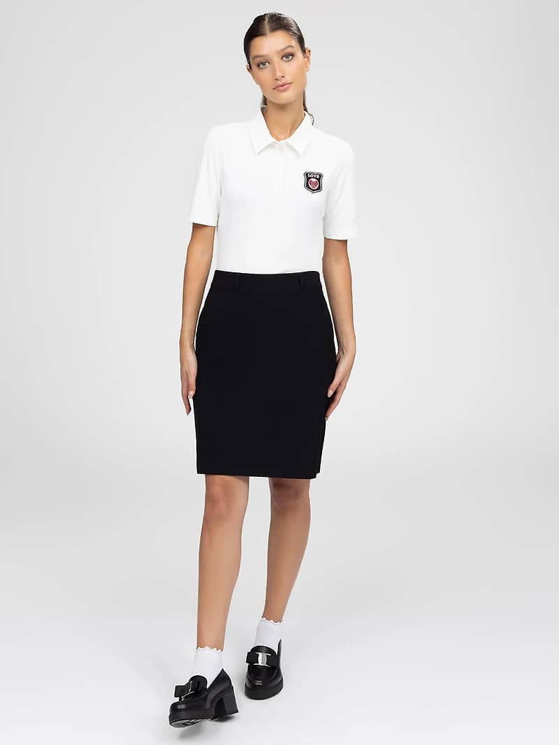Knit midi pencil skirt