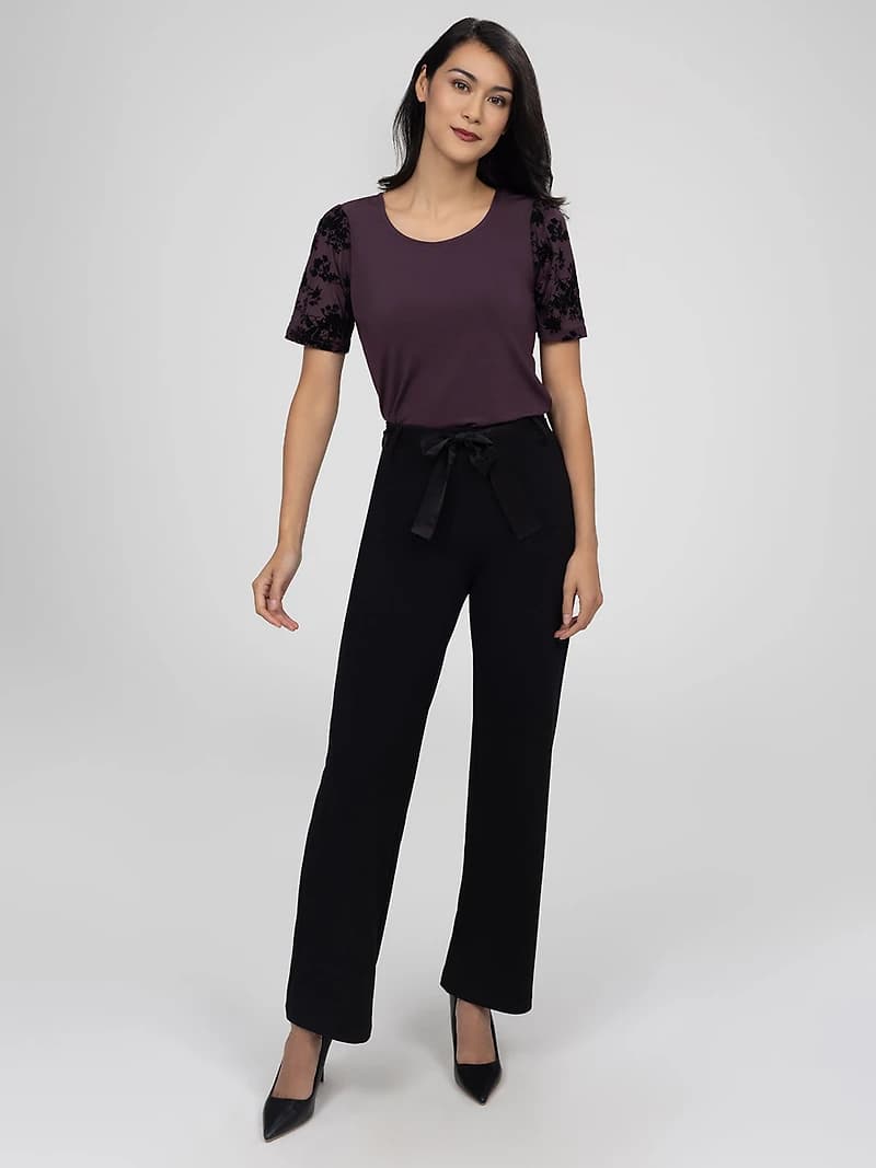 Wide-leg casual pull-on pant