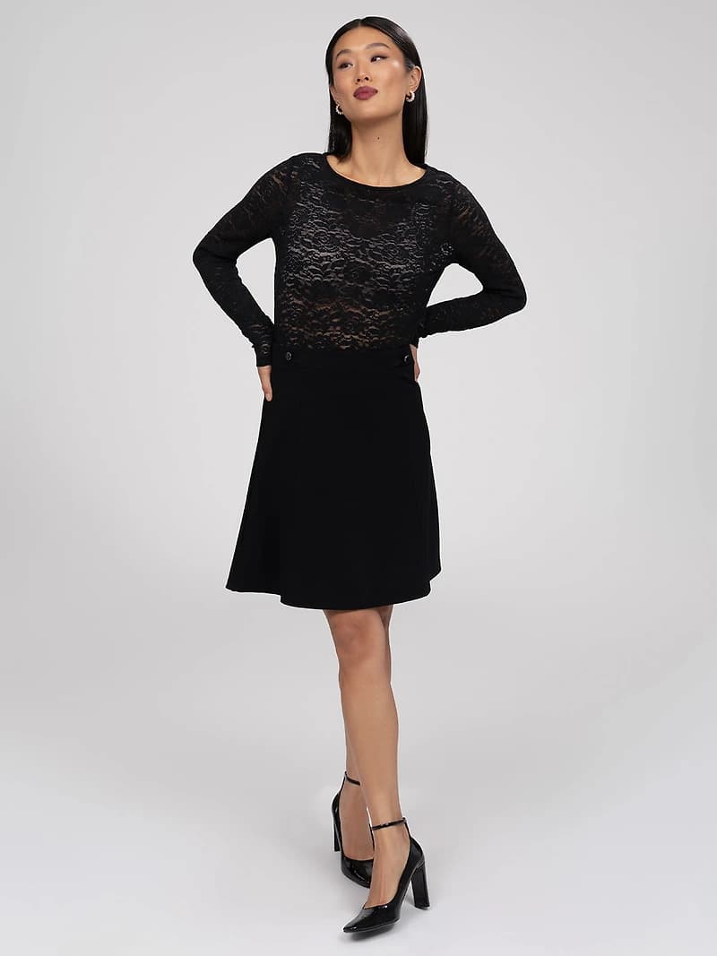 Knit flared midi skirt