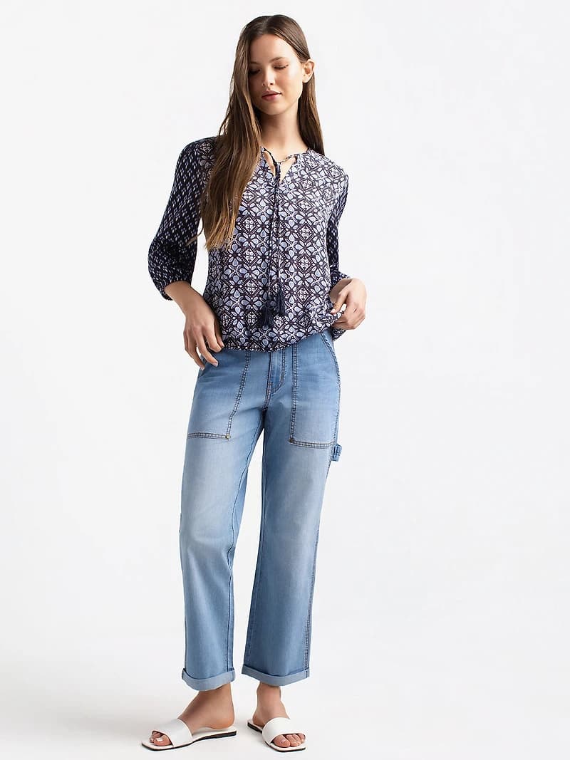 3/4-sleeve loose blouse
