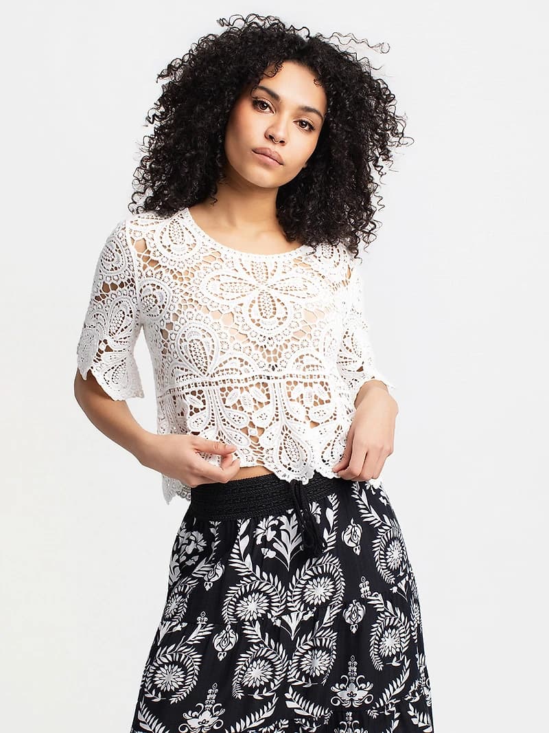 3/4-sleeve pullover sweater