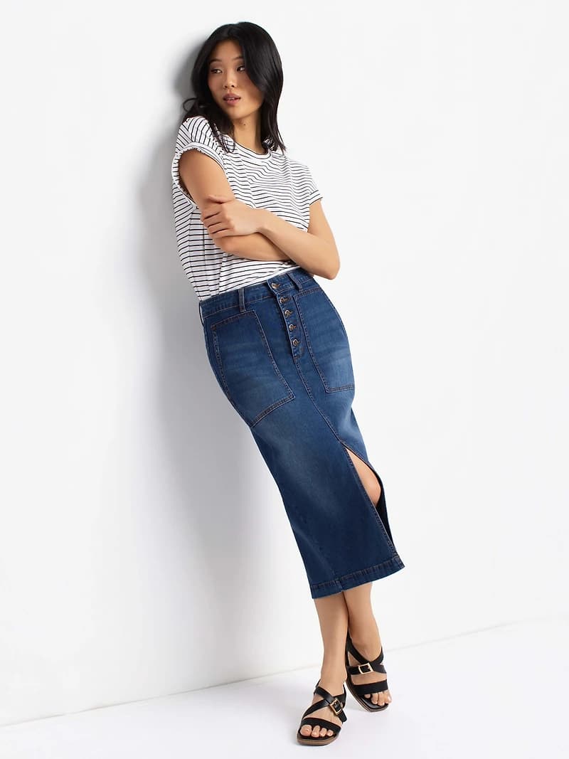 Denim midi skirt