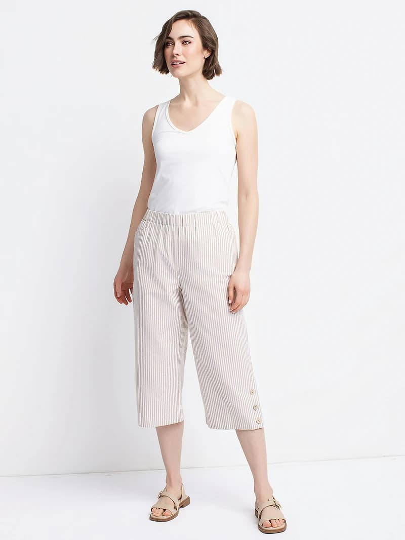 Wide-leg casual pull-on capri