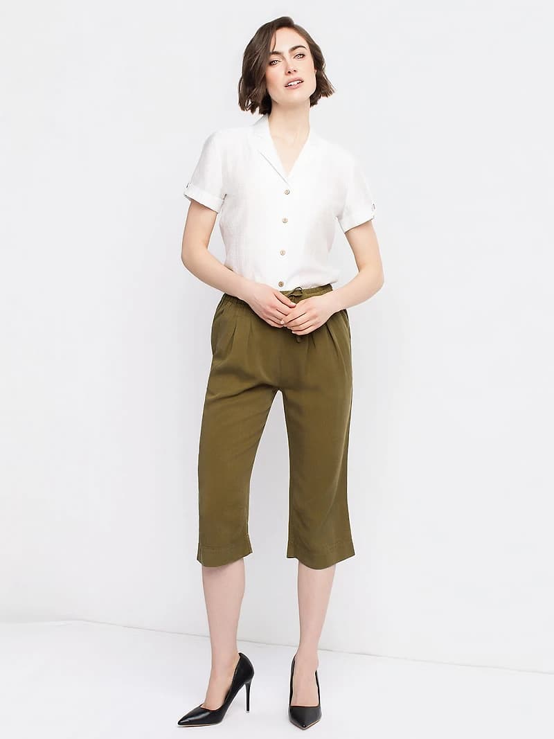 Wide-leg casual pull-on capri