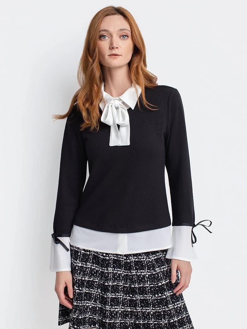 Long-sleeve illusion top