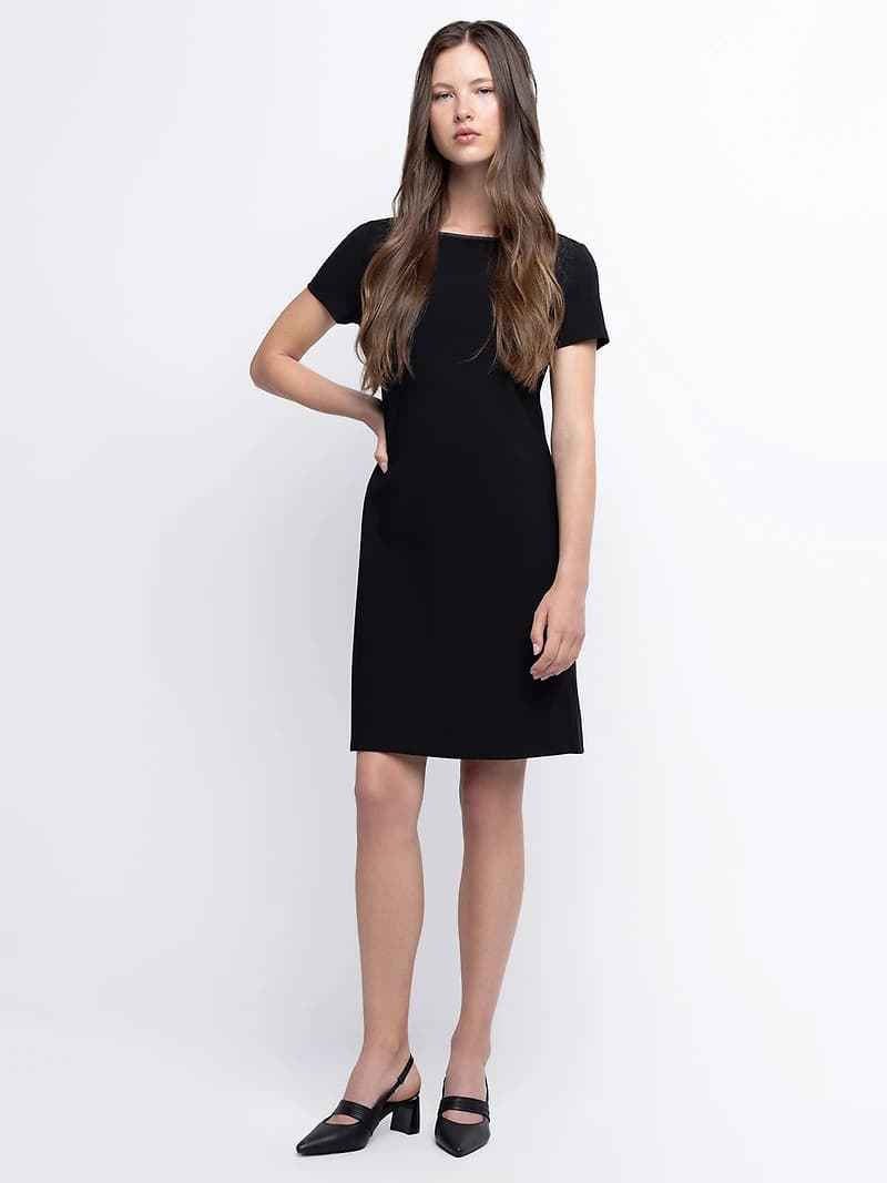 Pull-on straight-fit midi dress