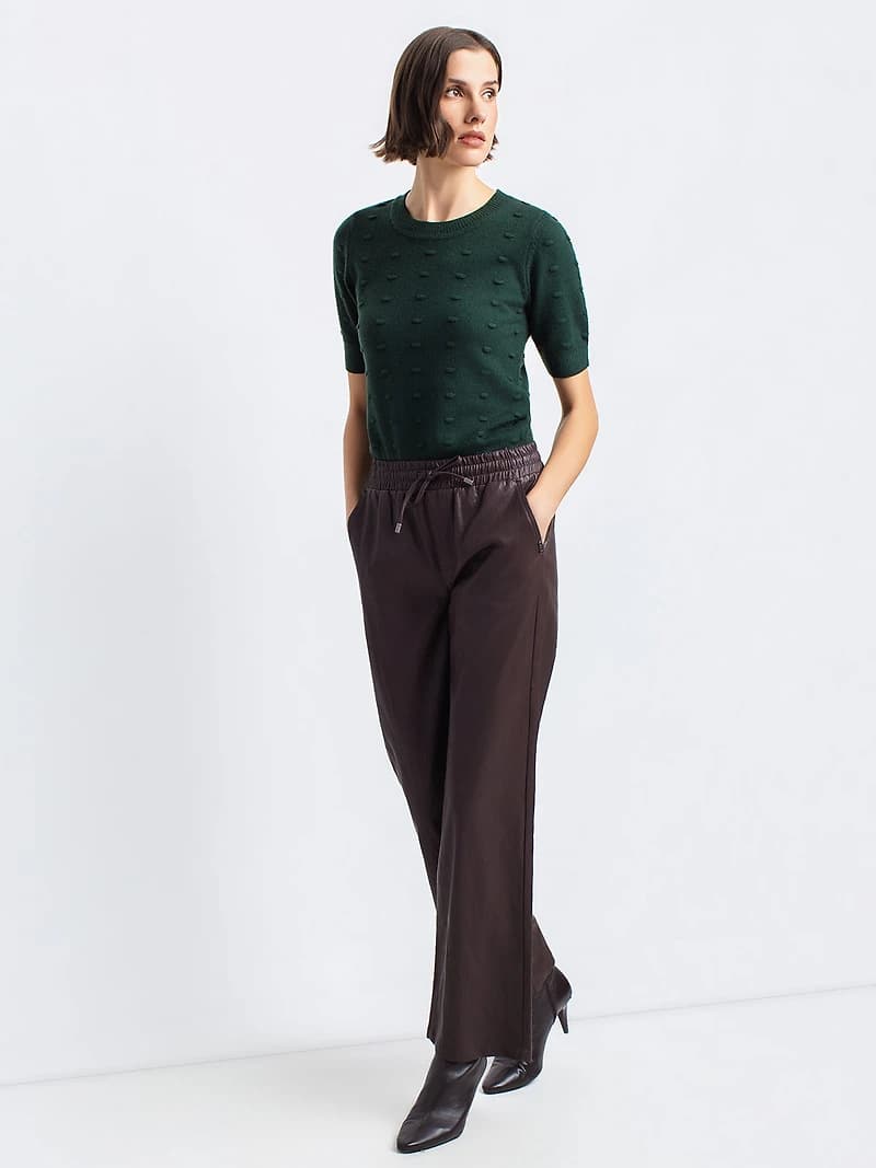 Casual pull-on wide-leg pants
